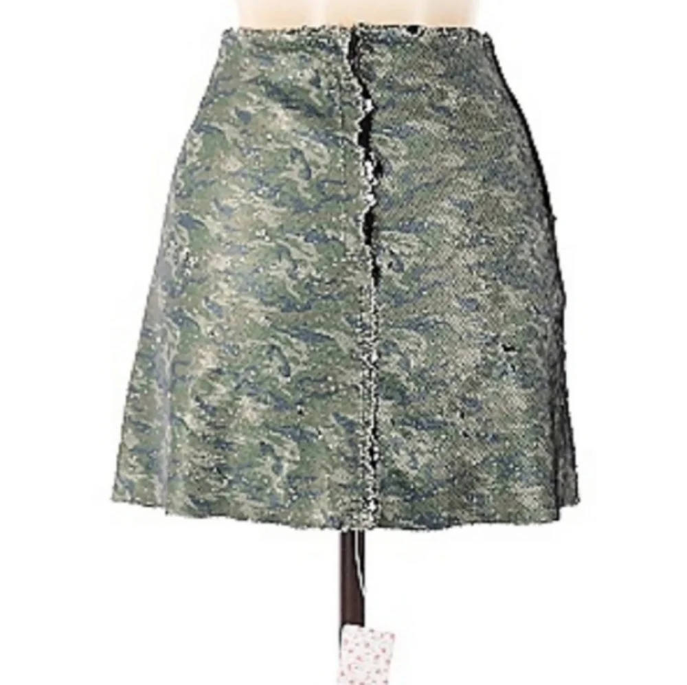 Free People Skinny Reversible Sequin Mini Skirt Camouflage Black